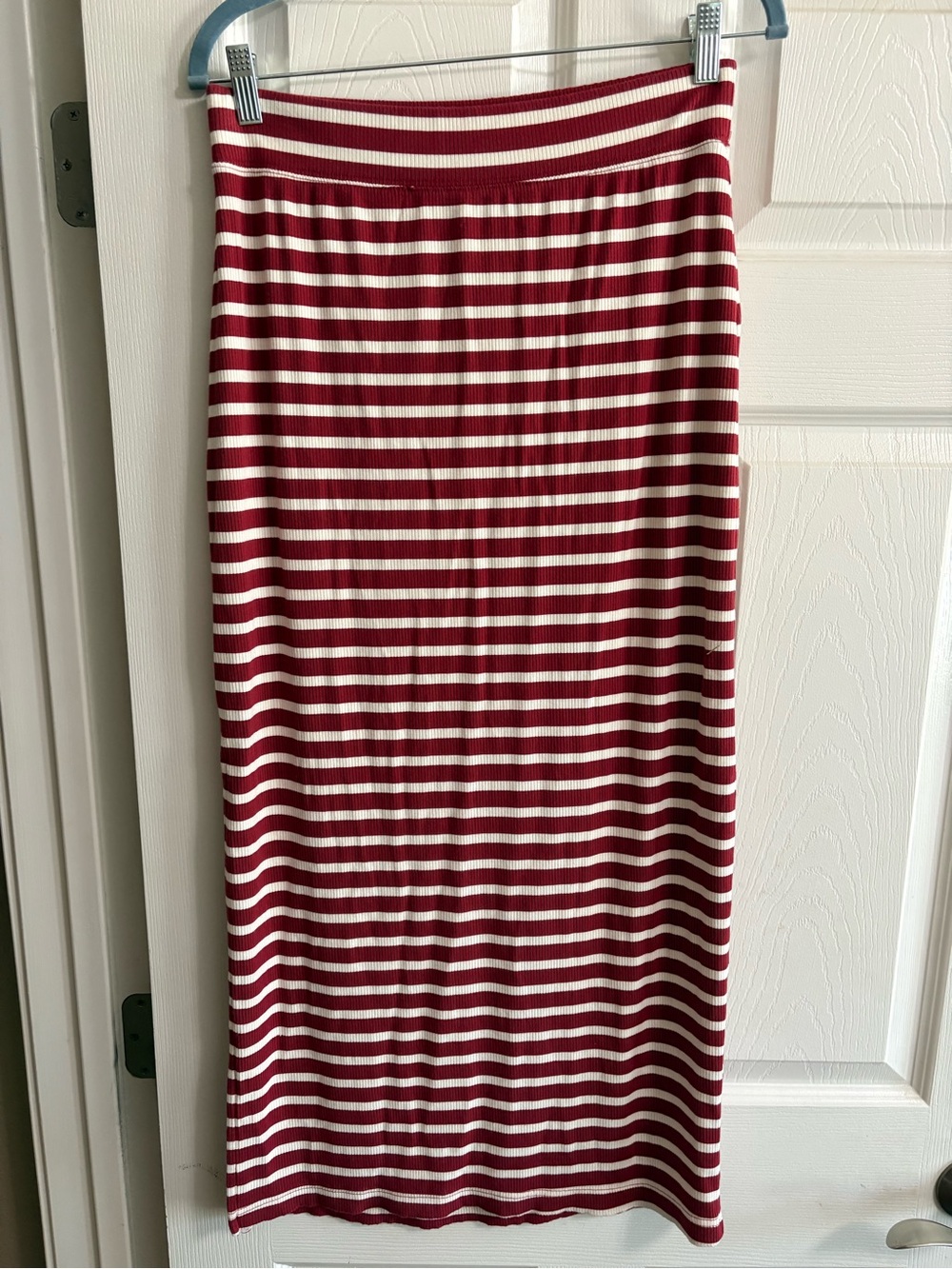 Offline by Aerie midi skirt striped burgundy white 85% modal side slit size M